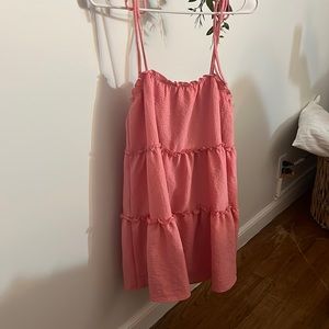 Pink ruffle flowy dress. Size medium